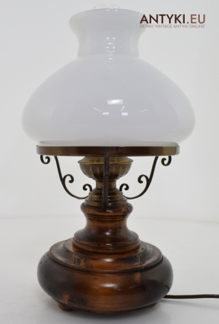 XL! Stara duża lampa rustykalna na stolik. Oświetlenie cottage core.