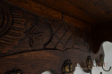 Duży drewniany wieszak dębowy w eklektycznym stylu z lat 1940.