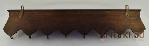 Duży drewniany wieszak dębowy w eklektycznym stylu z lat 1940.