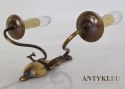 Dwuramienny klasyczny kinkiet mosiężny vintage - retro. Lampy antyki.