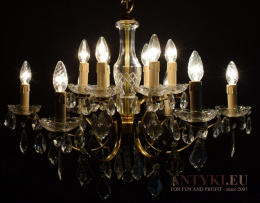 XL! DUŻY pałacowy żyrandol kryształowy z połowy XX wieku.
