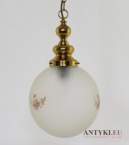 Retro klasyczna lampa sufitowa - szklana kula na długim łańcuchu