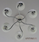 Sputnik - srebrny żyrandol z lat 1960. Oświetlenie space age - retro