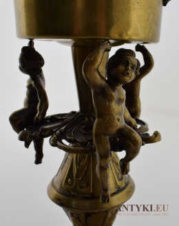Antyczna, barokowa lampa naftowa PLANK z 1900 roku. Muzealne oświetlenie.