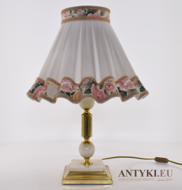XL! DUŻA! Onyksowa lampa stołowa z abażurem w stylu vintage, retro.