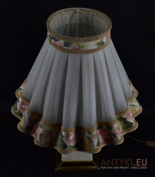 XL! DUŻA! Onyksowa lampa stołowa z abażurem w stylu vintage, retro.