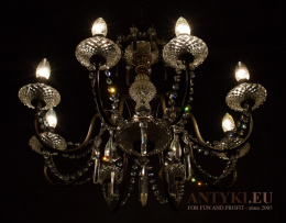 XL! Duży żyrandol kryształowy retro / vintage. Antyczne lampy.