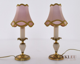2 stylowe malutkie lampy stołowe z lat 1930. Antyczne oświetlenie.