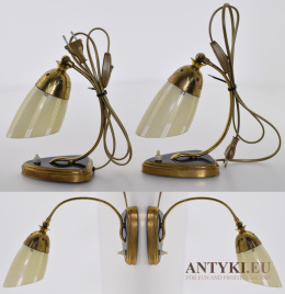 Rasowe vintage lampki stołowe i kinkiety w jednym. Oświetlenie Art Deco.
