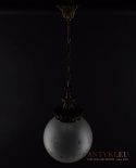 Retro zwis sufitowy szklana kula. Lampa wisząca szklana kula vintage.