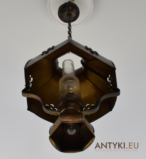 retro sufitowa lampa z miedzi