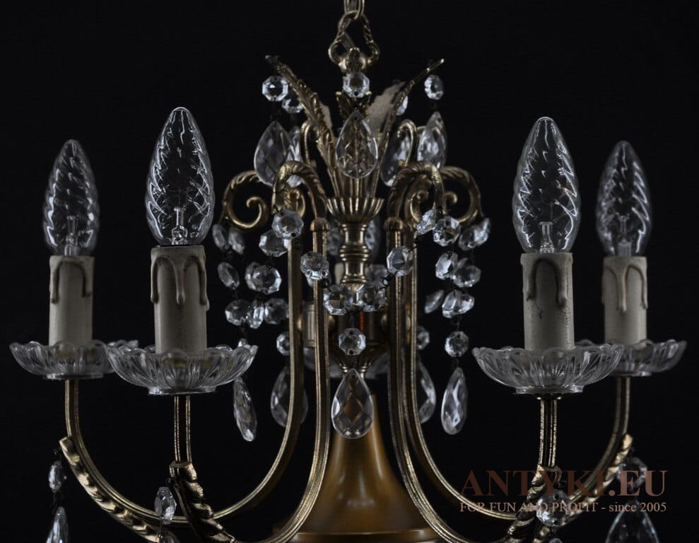 Empire pałacowa lampa z kryształami - Styl Cesarstwa Empir Antyk