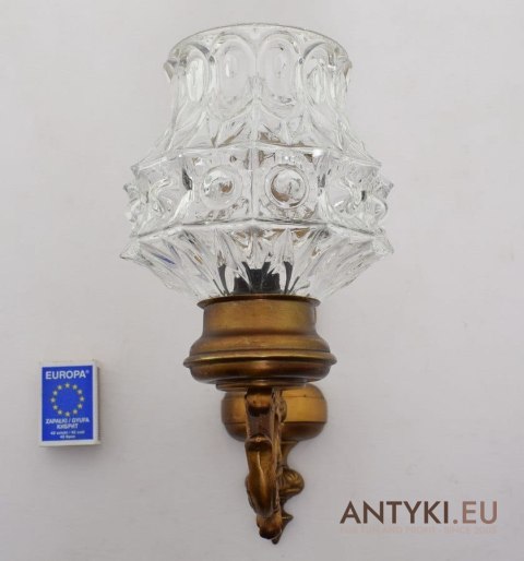 Fenomenalny kinkiet z kloszem mosiężna lampa ścienna do łazienki nad lustro