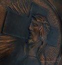 Francuski tłoczony talerz z Jezusem Chrystusem antyk Fait Main Jezus INRI