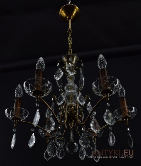 Francuski żyrandol kryształowy antyk do łazienki lampa z kryształami