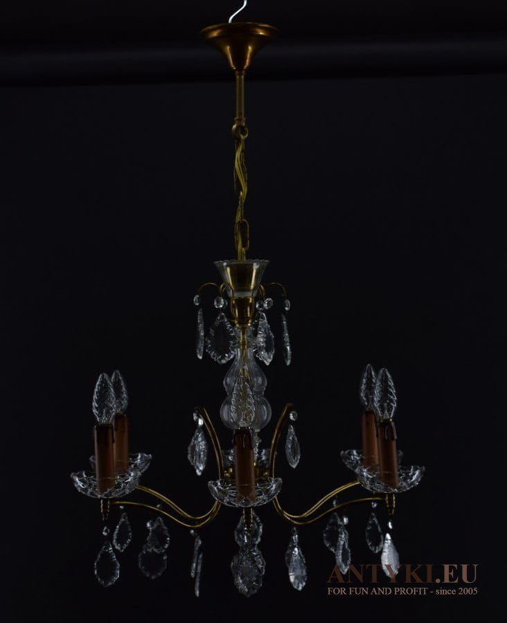 Francuski żyrandol kryształowy antyk do łazienki lampa z kryształami