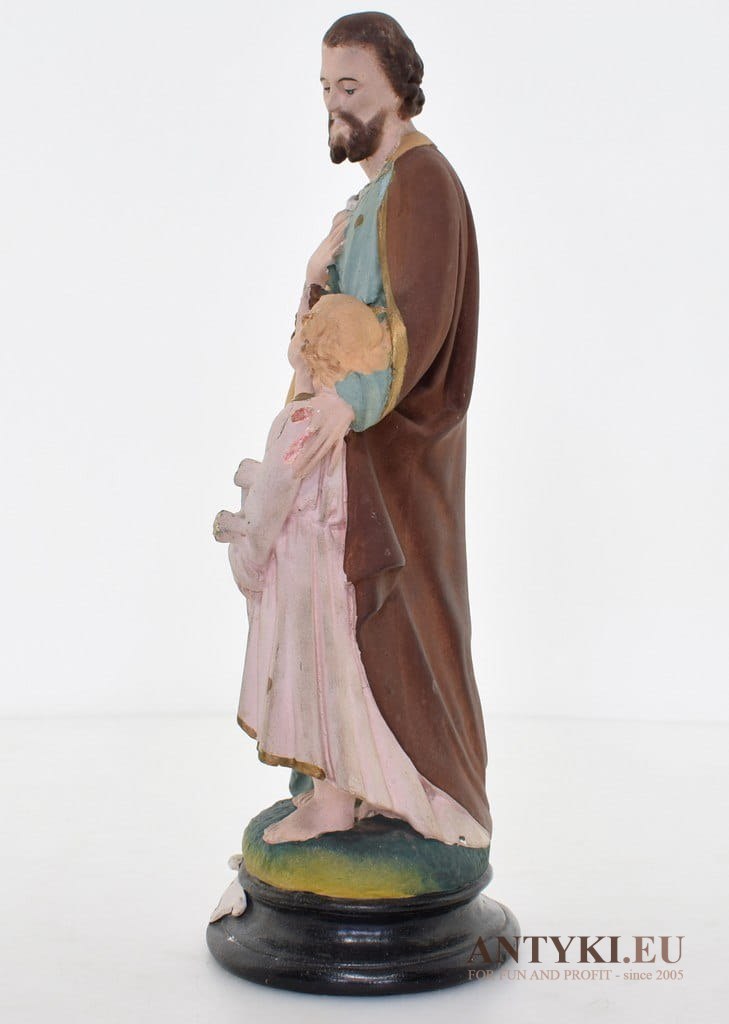 Gipsowa figurka świętego antyk z lat 1900 z francuskiego kocioła