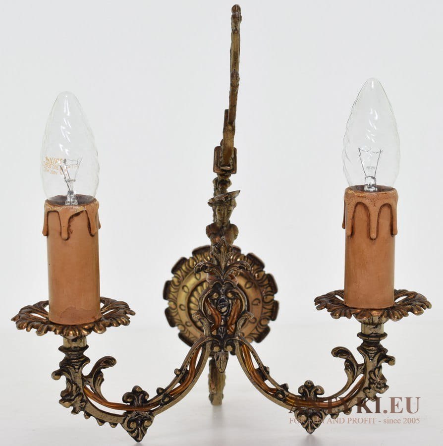 Imponujący kinkiet dworski lampa ścienna bogato zdobiona antyk do zamku pałacu