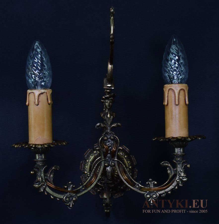 Imponujący kinkiet dworski lampa ścienna bogato zdobiona antyk do zamku pałacu