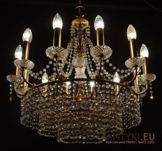 Retro żyrandol kryształowy do salonu. Chandelier na 12 żarówek