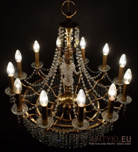 Retro żyrandol kryształowy do salonu. Chandelier na 12 żarówek