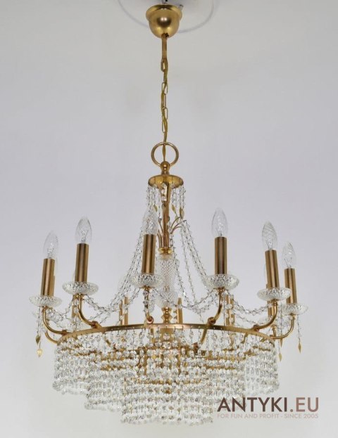 Retro żyrandol kryształowy do salonu. Chandelier na 12 żarówek