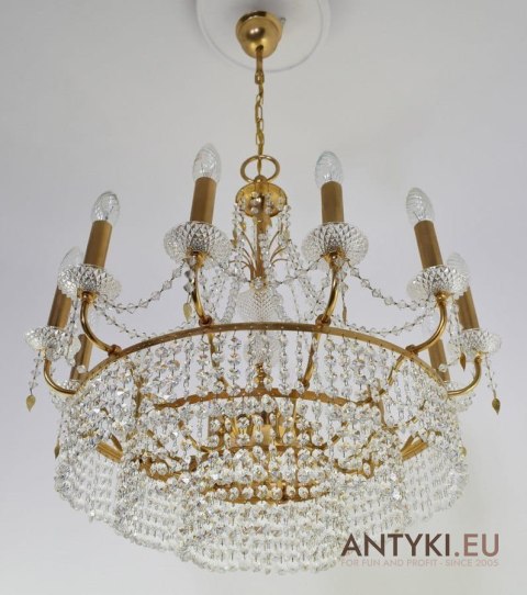 Retro żyrandol kryształowy do salonu. Chandelier na 12 żarówek