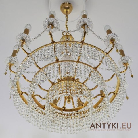 Retro żyrandol kryształowy do salonu. Chandelier na 12 żarówek