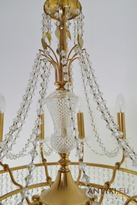 Retro żyrandol kryształowy do salonu. Chandelier na 12 żarówek