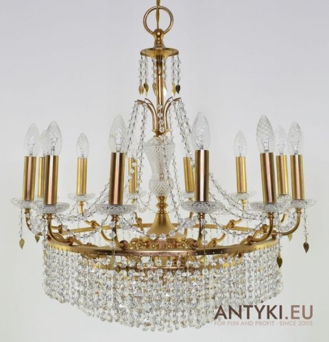 Retro żyrandol kryształowy do salonu. Chandelier na 12 żarówek