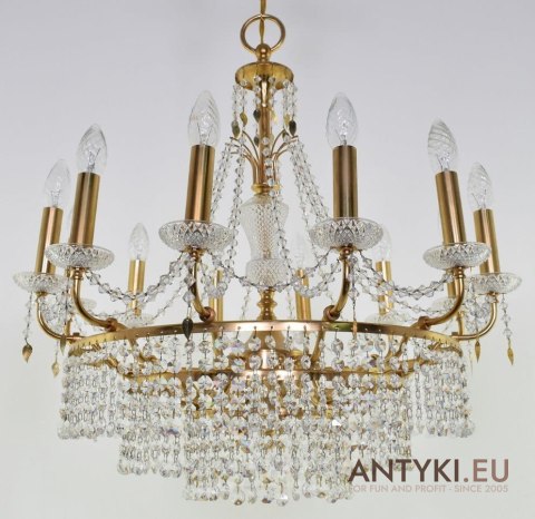 Retro żyrandol kryształowy do salonu. Chandelier na 12 żarówek