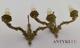 2 masywne mosiężne kinkiety w barokowym stylu - lampy antyczne