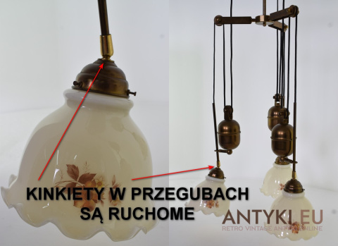 XL! DUŻY Fantastyczny żyrandol z przeciwwagami - lampy sufiowe retro vintage