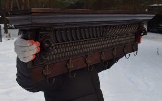 XXL! Unikalny eklektyczny wieszak ścienny z 1800–1900 r. – lite drewno, oryginalny antyk