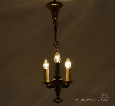 Elegancka Mosiężna Lampa Wisząca w Stylu Retro-Vintage z Francji