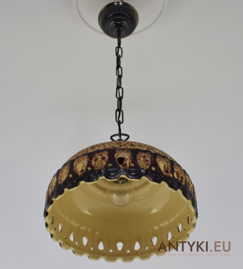 Niemieckie wiszące lampy rustykalne z ceramiki - oświetlenie retro