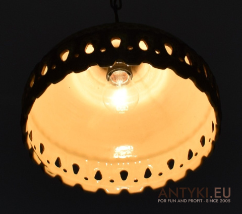 Niemieckie wiszące lampy rustykalne z ceramiki - oświetlenie retro