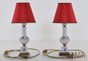 Para antycznych francuskich lamp stołowych z porcelany firmy CRISTEL
