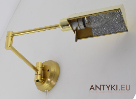 Retro - mosiężne lampy ścienne ruchome, regulowane kinniety nad biurko