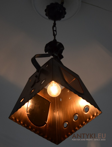 Retro wisząca lampa miedziana w rustykalnym stylu do kuchni baru knajpy