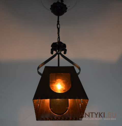 Retro wisząca lampa miedziana w rustykalnym stylu do kuchni baru knajpy