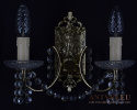 Eleganckie Mosiężne Kinkiety z Kryształowymi Zawieszkami - Vintage Lampy