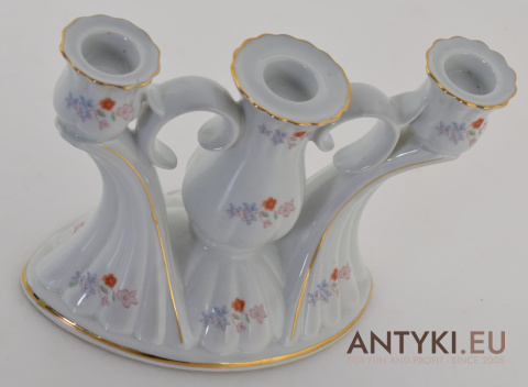 Porcelanowy świecznik w eleganckim stylu na 3 świece Chodzież