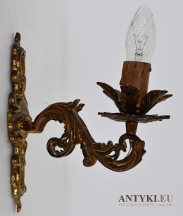 Barokowo-Rokokowy Kinkiet Mosiężny z Połowy XX Wieku - Antyczne Lampy