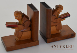 Mistyczny Mnich – Podpórki do Książek z Litego Drewna - Antyczne Dodatki