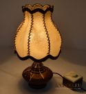 Vintage Dębowa Lampka Nocna z Unikatowym Regulatorem Światła