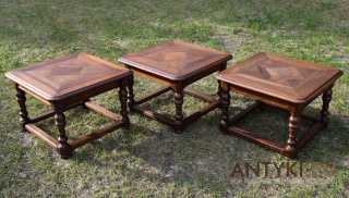 Vintage stoliki drewniane kawowe w stylu Biedermeier Eric MARJOLET