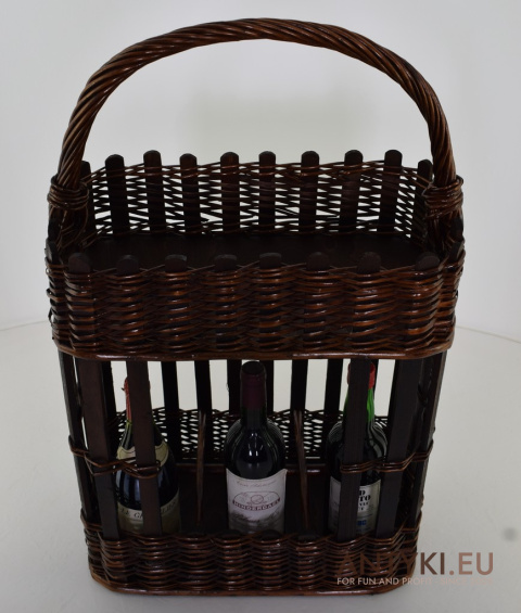 Wiklinowy koszyk na 6 butelek wina - klimaty vintage retro rustyk