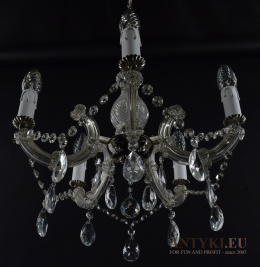 Żyrandol retro - Maria Teresa z kryształowymi wisiorami