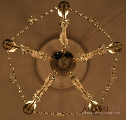 Żyrandol retro - Maria Teresa z kryształowymi wisiorami